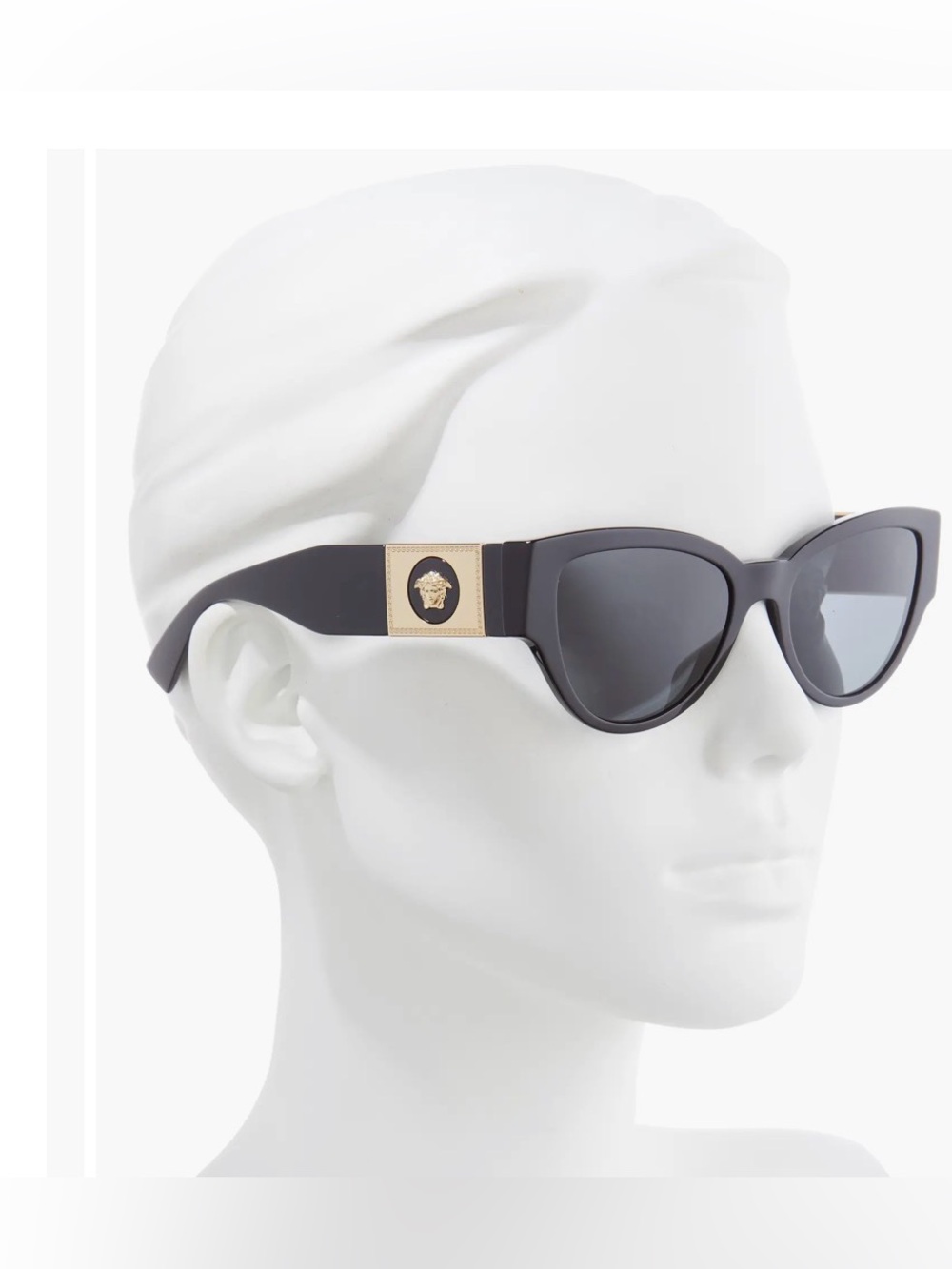 Versace Black Cat-Eye Sunglasses with Gold Medallion